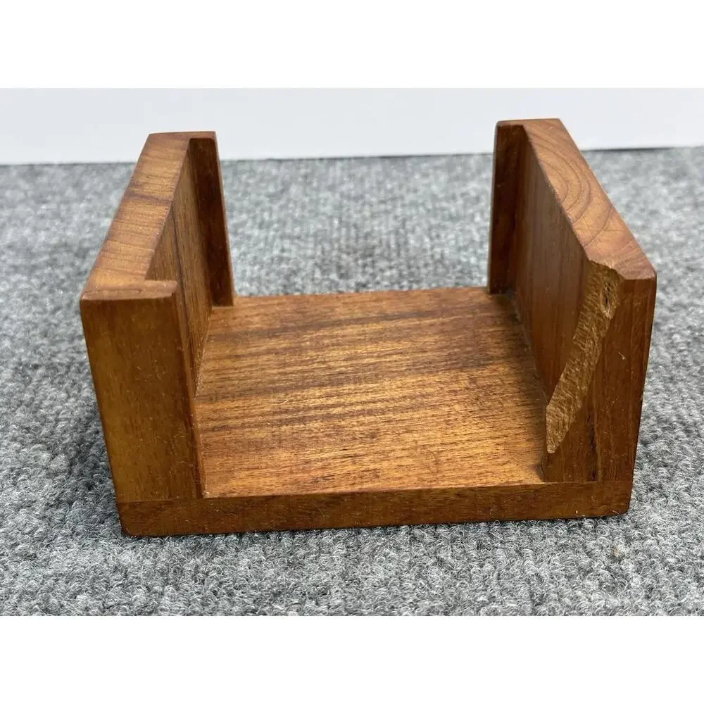 Vintage KALMAR Teak Wood‎ WOODEN COASTER  CADDY Set Of 6  HEXAGON SHAPE